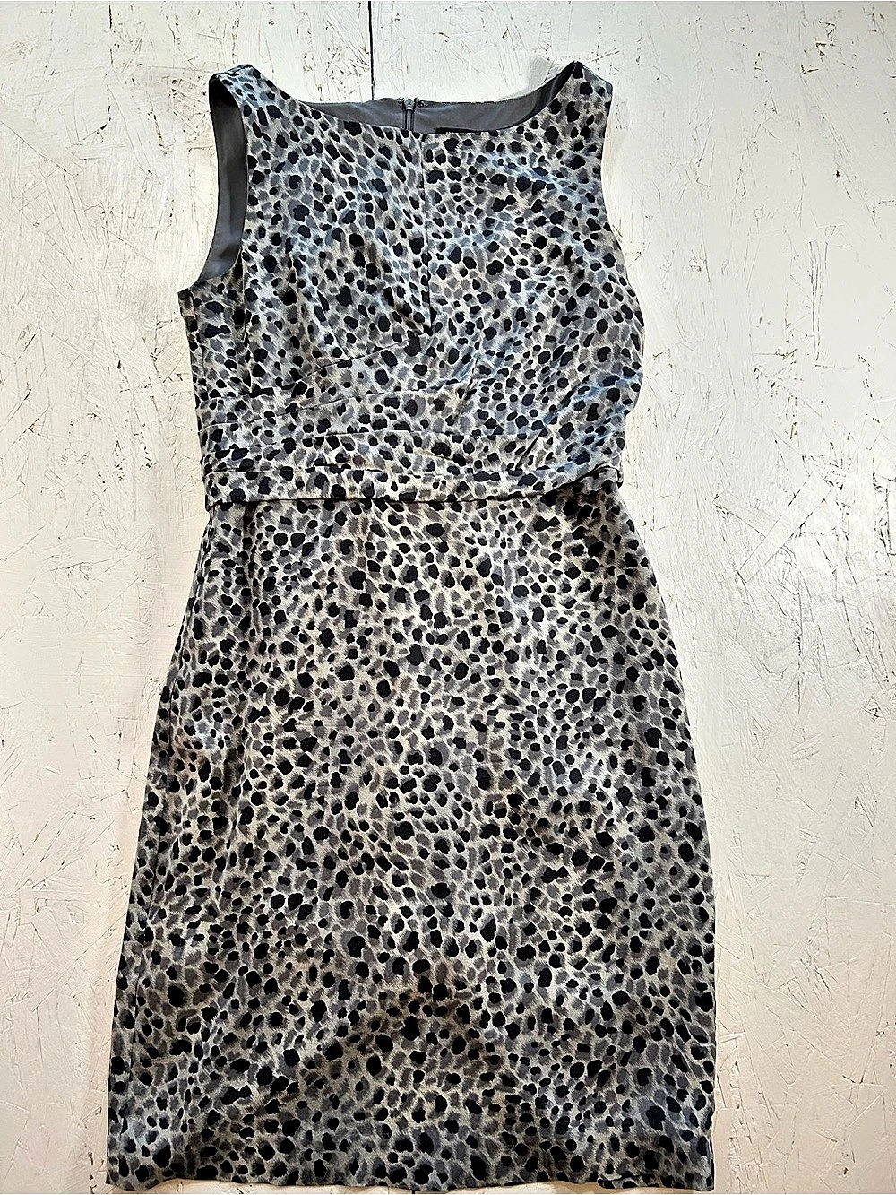 Ann Taylor Women's Animal Print Mini Dress in Gray & Black